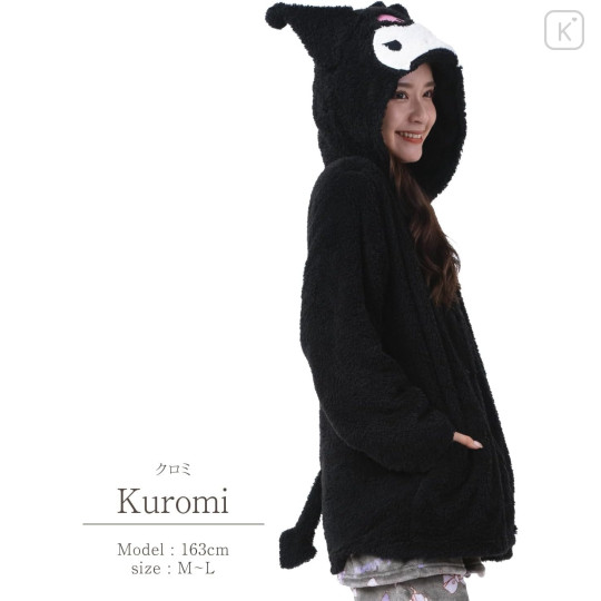 Japan Sanrio Costume Warm Hoodie with Tail - Kuromi - 2