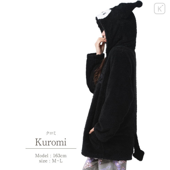 Japan Sanrio Costume Warm Hoodie with Tail - Kuromi - 3