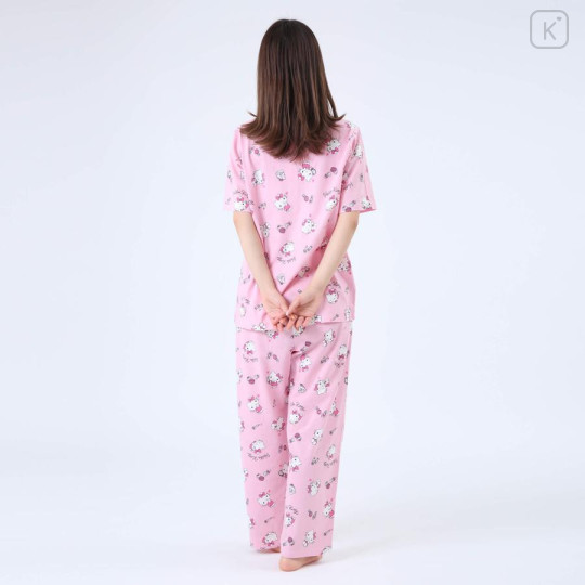 Japan Sanrio Short Sleeve Shirt Pajamas (M) - Hello Kitty / Pink - 3