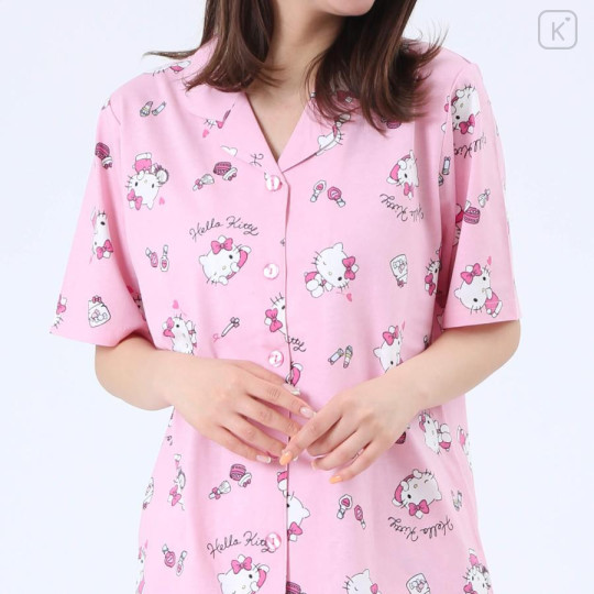 Japan Sanrio Short Sleeve Shirt Pajamas (M) - Hello Kitty / Pink - 5