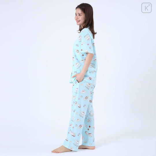 Japan Sanrio Short Sleeve Shirt Pajamas (M) - Cinnamoroll / Mint - 2