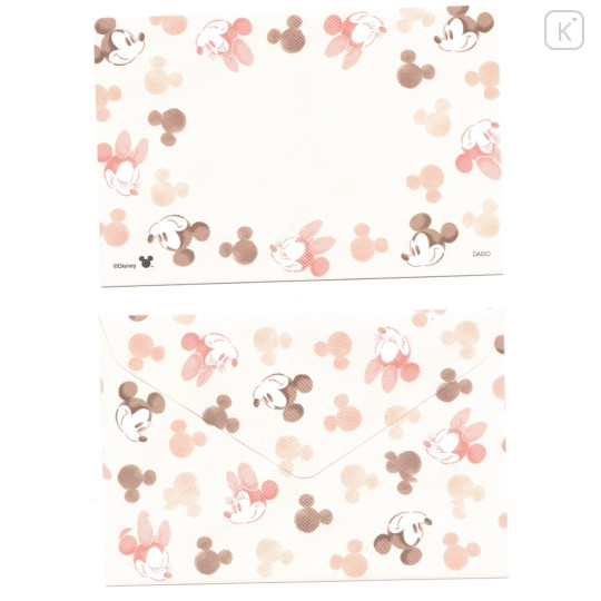 Japan Disney Mini Letter Set - Mickey Mouse & Minnie Mouse : Watercolor Pink - 2