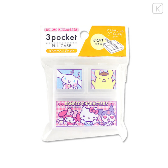 Japan Sanrio Small Case 3 Pockets - Characters Happy - 1