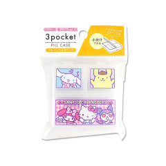 Japan Sanrio Small Case 3 Pockets - Characters Happy