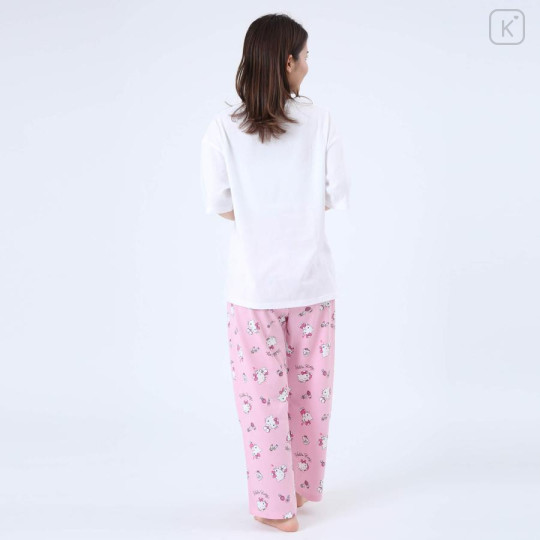 Japan Sanrio Short Sleeve T-shirt Pajamas (M) - Hello Kitty / White & Pink - 3