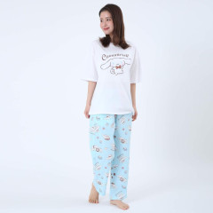 Japan Sanrio Short Sleeve T-shirt Pajamas (M) - Cinnamoroll / White & Mint