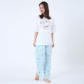 Japan Sanrio Short Sleeve T-shirt Pajamas (M) - Cinnamoroll / White & Mint - 1