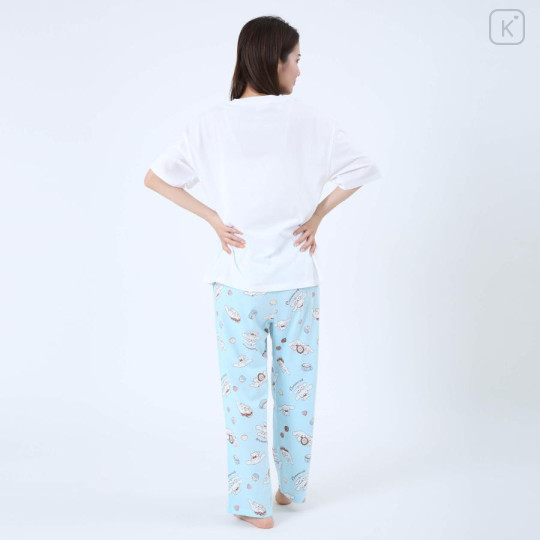 Japan Sanrio Short Sleeve T-shirt Pajamas (M) - Cinnamoroll / White & Mint - 3