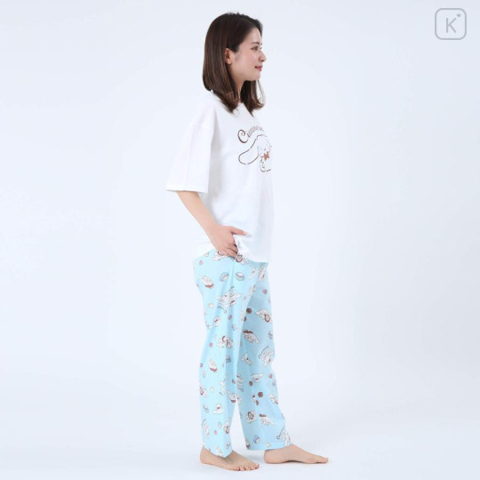 Japan Sanrio Short Sleeve T-shirt Pajamas (M) - Cinnamoroll / White & Mint - 4