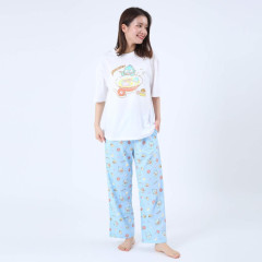 Japan Sanrio Short Sleeve T-shirt Pajamas (M) - Hangyodon / White & Blue