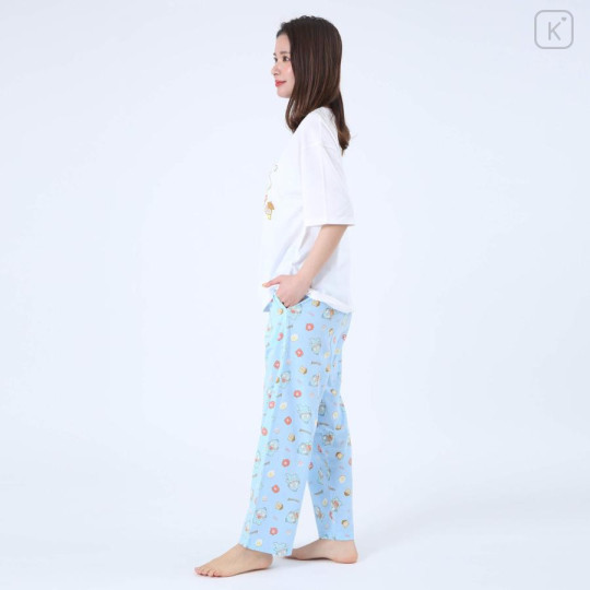 Japan Sanrio Short Sleeve T-shirt Pajamas (M) - Hangyodon / White & Blue - 2