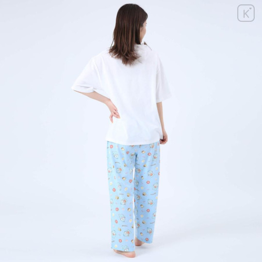 Japan Sanrio Short Sleeve T-shirt Pajamas (M) - Hangyodon / White & Blue - 3