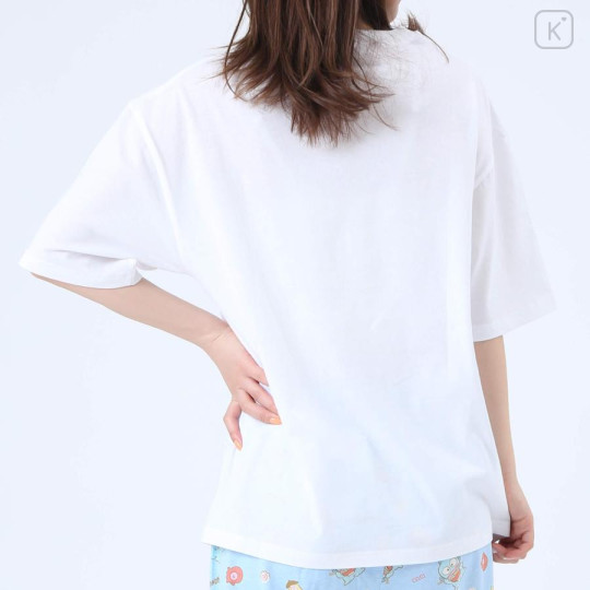 Japan Sanrio Short Sleeve T-shirt Pajamas (M) - Hangyodon / White & Blue - 6