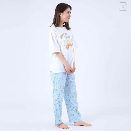 Japan Sanrio Short Sleeve T-shirt Pajamas (L) - Hangyodon / White & Blue - 4