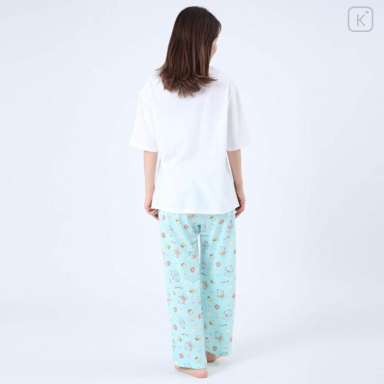 Japan Sanrio Short Sleeve T-shirt Pajamas (M) - Hangyodon / White & Mint - 2