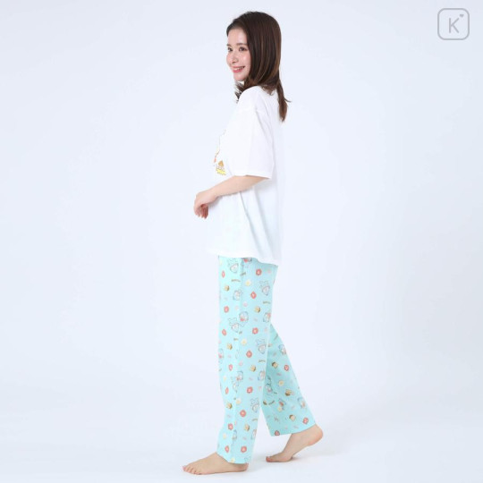 Japan Sanrio Short Sleeve T-shirt Pajamas (M) - Hangyodon / White & Mint - 3