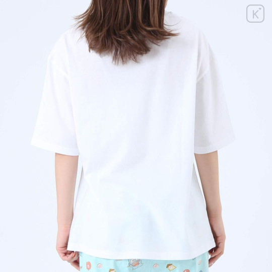 Japan Sanrio Short Sleeve T-shirt Pajamas (M) - Hangyodon / White & Mint - 6