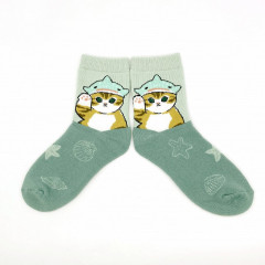 Japan Mofusand Crew Socks - Whale Shark Cat / Nyan