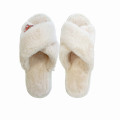 Japan Mofusand Cross Band Furry Slippers - Rabbit Cat Nyan / Ivory - 1