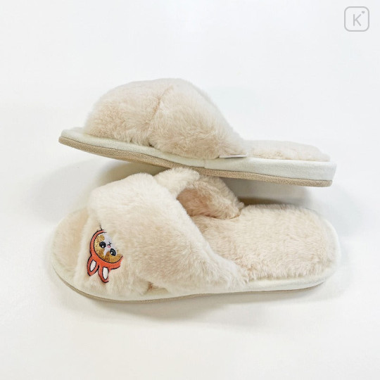 Japan Mofusand Cross Band Furry Slippers - Rabbit Cat Nyan / Ivory - 5