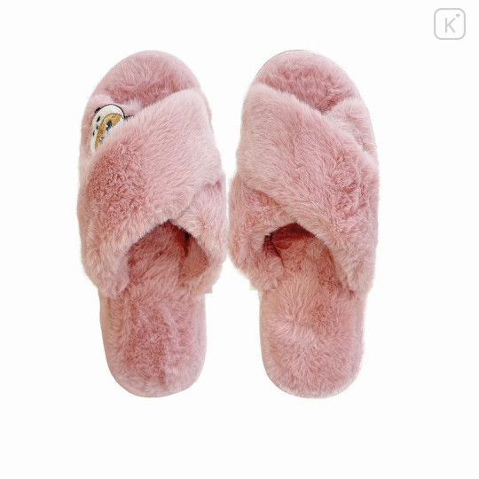 Japan Mofusand Cross Band Furry Slippers - Panda Cat Nyan / Pink - 1