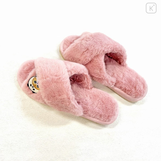 Japan Mofusand Cross Band Furry Slippers - Panda Cat Nyan / Pink - 4