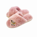 Japan Mofusand Cross Band Furry Slippers - Panda Cat Nyan / Pink - 8