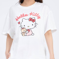 Japan Sanrio Short Sleeve T-shirt Pajamas (M) - Hello Kitty / White & White - 2