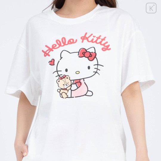 Japan Sanrio Short Sleeve T-shirt Pajamas (L) - Hello Kitty / White & White - 2