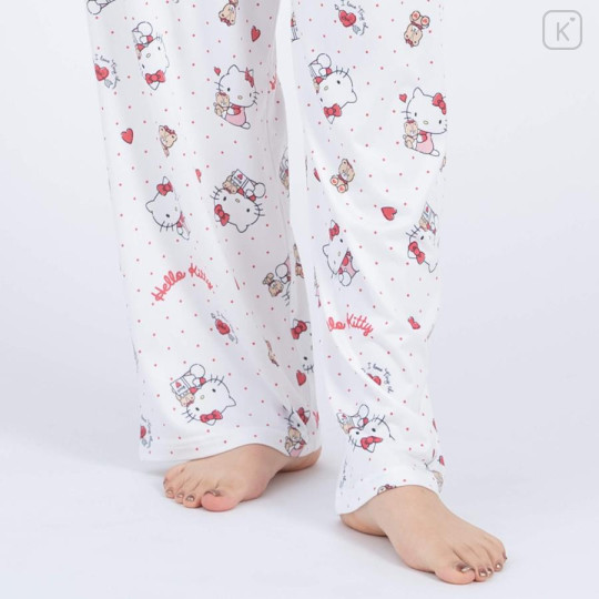 Japan Sanrio Short Sleeve T-shirt Pajamas (L) - Hello Kitty / White & White - 3