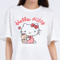 Japan Sanrio Short Sleeve T-shirt Pajamas (M) - Hello Kitty / White & Apricot - 2