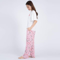 Japan Sanrio Short Sleeve T-shirt Pajamas (L) - Hello Kitty / White & Apricot - 4