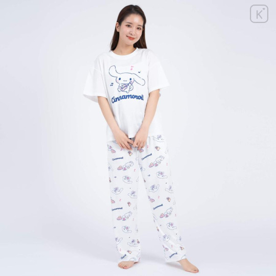 Japan Sanrio Short Sleeve T-shirt Pajamas (M) - Cinnamoroll / White & White - 1