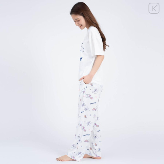 Japan Sanrio Short Sleeve T-shirt Pajamas (M) - Cinnamoroll / White & White - 4