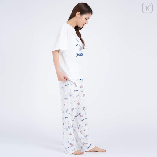 Japan Sanrio Short Sleeve T-shirt Pajamas (M) - Cinnamoroll / White & White - 6