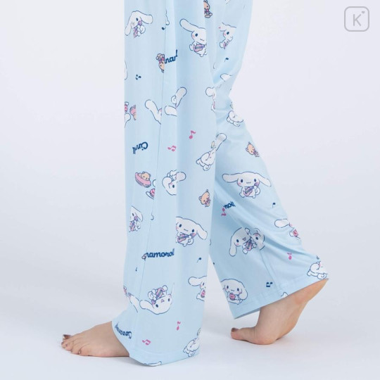 Japan Sanrio Short Sleeve T-shirt Pajamas (M) - Cinnamoroll / White & Blue - 3