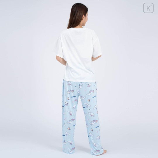 Japan Sanrio Short Sleeve T-shirt Pajamas (M) - Cinnamoroll / White & Blue - 5