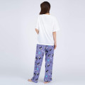 Japan Sanrio Short Sleeve T-shirt Pajamas (L) - Kuromi / White & Purple - 5