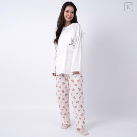 Japan San-X T-shirt Pajamas (M) - Rilakkuma / Ivory & Creamy White - 1