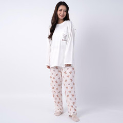 Japan San-X T-shirt Pajamas (M) - Rilakkuma / Ivory & Creamy White