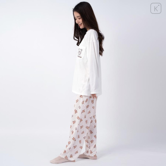 Japan San-X T-shirt Pajamas (M) - Rilakkuma / Ivory & Creamy White - 2