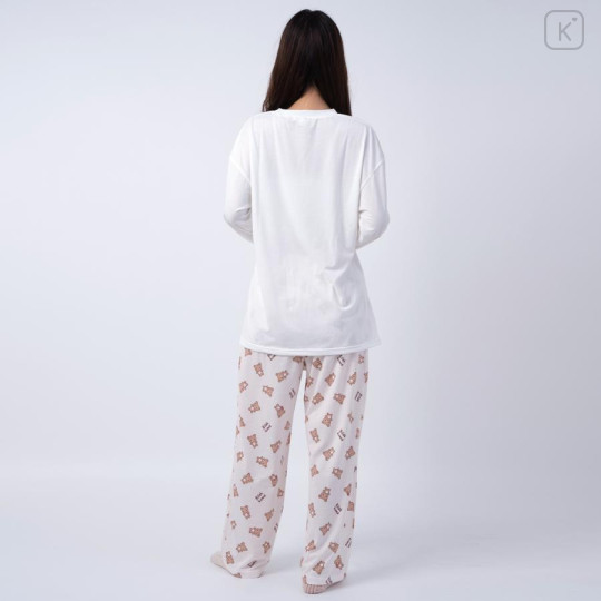 Japan San-X T-shirt Pajamas (M) - Rilakkuma / Ivory & Creamy White - 3