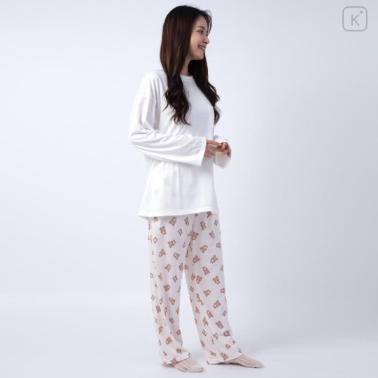 Japan San-X T-shirt Pajamas (M) - Rilakkuma / Ivory & Creamy White - 4