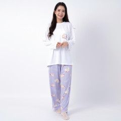 Japan Sanrio T-shirt Pajamas (L) - Hello Kitty 50th Anniversary / White & Purple