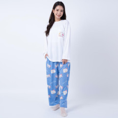 Japan Sanrio T-shirt Pajamas (M) - Hello Kitty 50th Anniversary / White & Blue