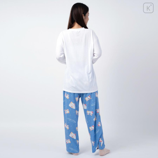 Japan Sanrio T-shirt Pajamas (M) - Hello Kitty 50th Anniversary / White & Blue - 3