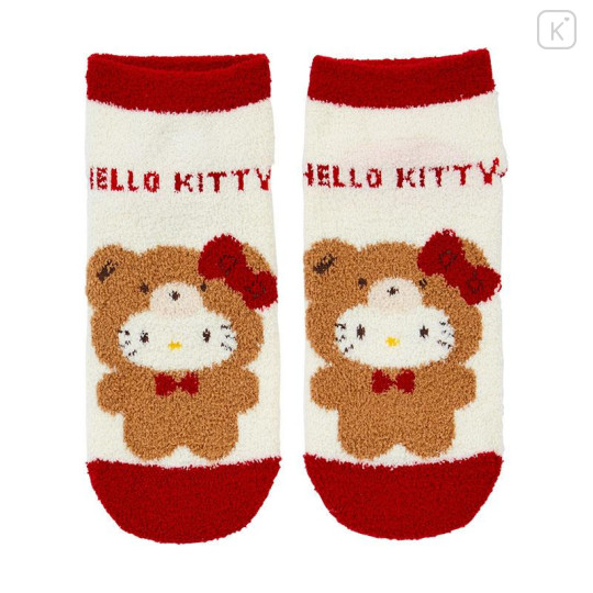 Japan Sanrio Original Fluffy Socks - Hello Kitty / Bear Red - 1