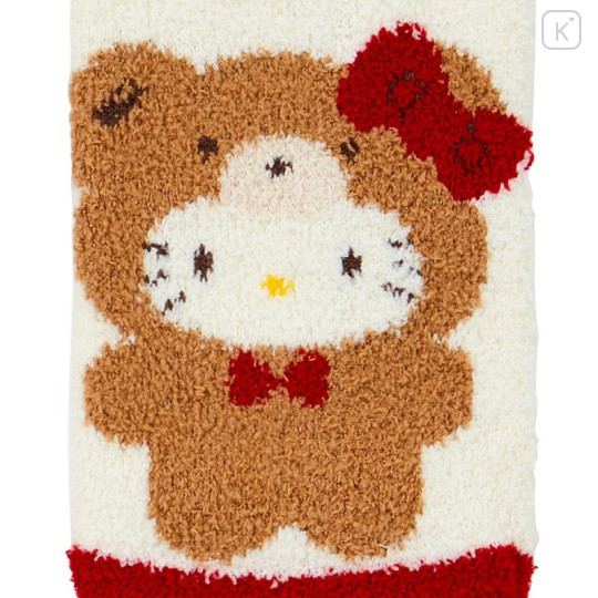 Japan Sanrio Original Fluffy Socks - Hello Kitty / Bear Red - 2