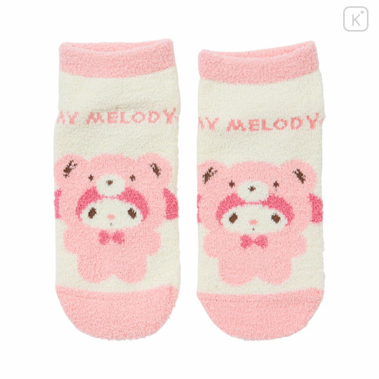 Japan Sanrio Original Fluffy Socks - My Melody / Bear - 1