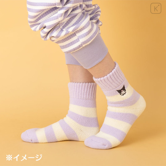 Japan Sanrio Original Warm Socks - Hello Kitty / Stripe - 3